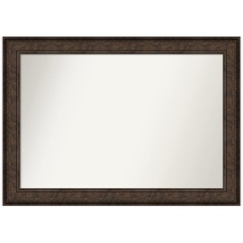 Amanti Art Bronze Wall Mirror 30x42 Ridge Bronze Rectangle Bathroom Mirror for Wall Decor Living Room, Large Traditional Frame, Hangs Horizonally and Vertically, Bathroom Decor, Non-Beveled Edge