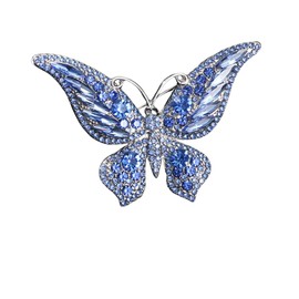 Crystal Rhinestone Butterfly Brooch Elegant Lapel Pins Dress Accessories Jewelry Gift For Women Girls (Blue)