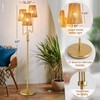 Boho Floor Lamp, 68in. Rattan floor lamp with Natural Woven
