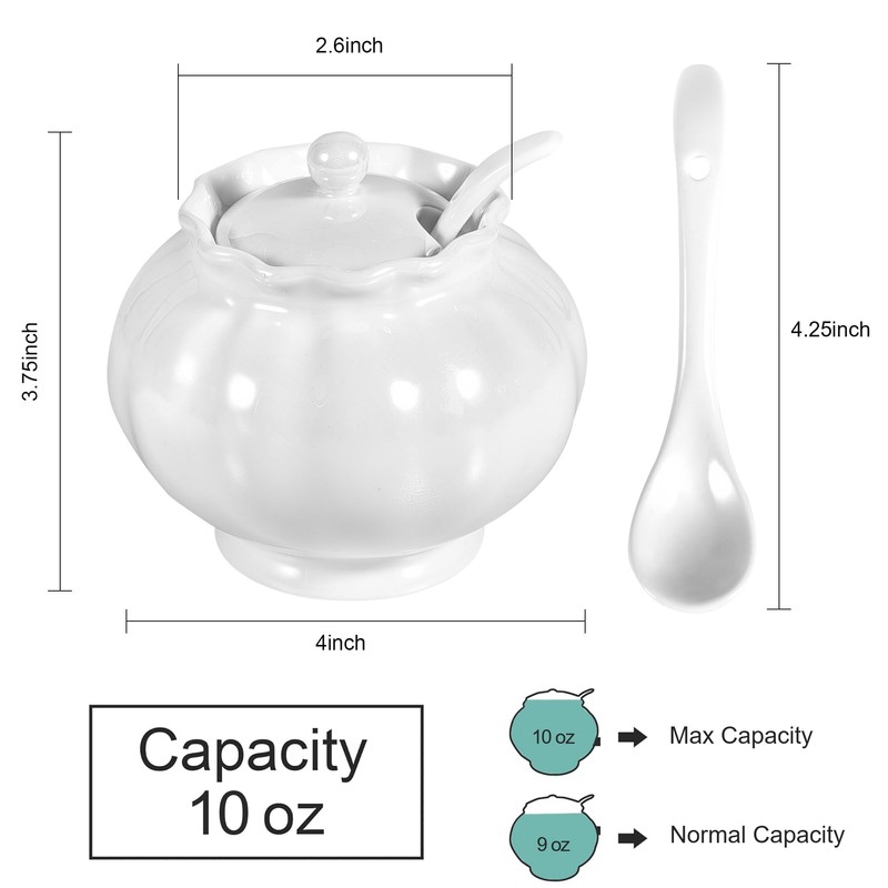Ursword Iridescent Sugar Bowl with Lid and Spoon, Ceramic Sugar