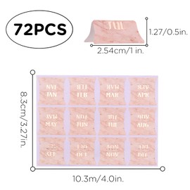 AIEX 72Pcs Monthly Tabs Calendar Stickers, Monthly Calendar Stickers Tabs Adhesive Index Tabs for Planners, Journal, Notebook, Agendas and Organizers, Office and Sturdy (Pink)