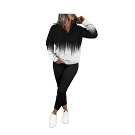 Nimsruc Two Piece Outfits For Women Jogging Suits Casual Sweatsuits Jogger Tracksuits Long Sleeve Hoodie Matching Sets Gradient White S