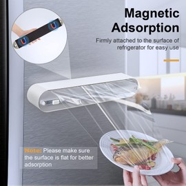 Housolution Pack of 2 Magnetic Cling Film Dispenser with Cutter, Dispenser and Dispenser for Aluminium Foil and Cling Film, Practical Foil Dispenser Foil Cutter for Kitchen
