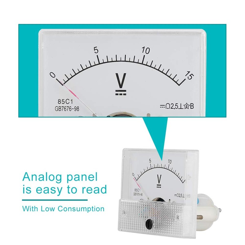 VBESTLIFE 85C1 Analog Ammeter and Voltmeter, Measures DC Voltage 0-15V,