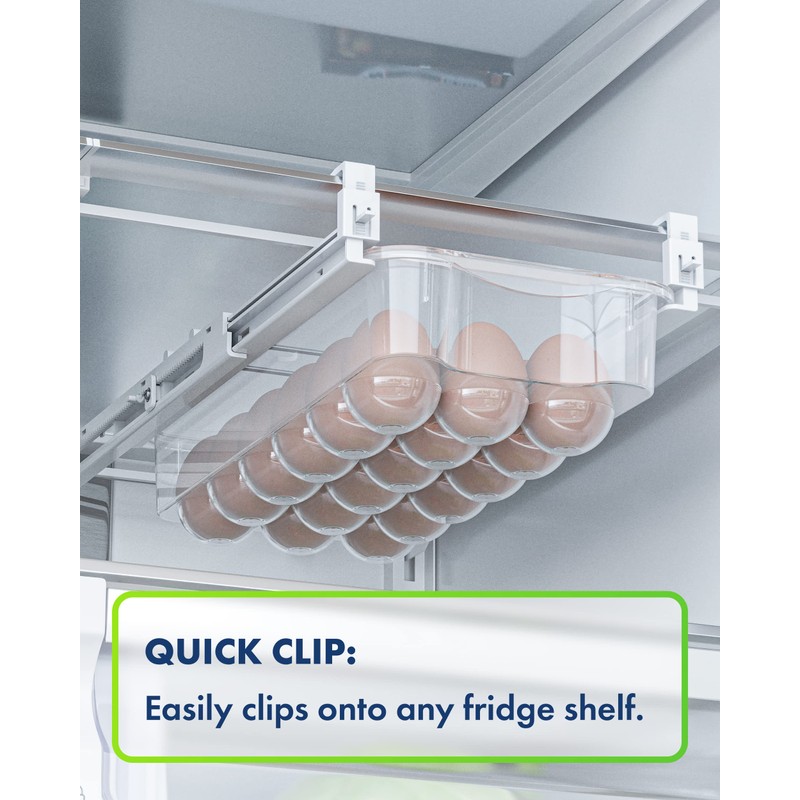 Skywin Refrigerator Egg Drawer - Snap-on Holder for Organizes and