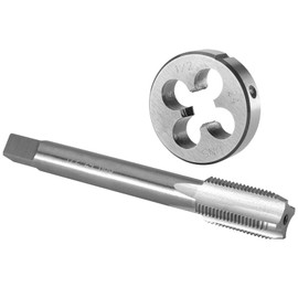 Burkit 1/2"-24 UNS Tap and Die Set, 1/2 x 24 UNS Machine Thread Tap and Round Die Right Hand