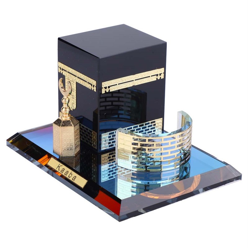 Muslim Crystal Gilded Kaaba Three Piece Model Islamic Building Handicrafts