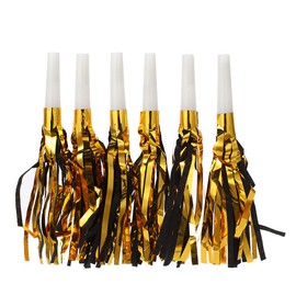 lasenersm 24 Pieces Party Blower Noisemakers Blowouts Whistles Party Squawkers Fringed Noise Maker Blowouts Noisemakers Musical Blowouts Party Blowouts Blowers Party Horns Noisemakers(Black, Golden)