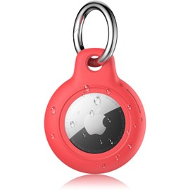 360° Protective Case for AirTag, AirTags Keyring Holder, Scratch-Resistant, Lock Design, Keychain for AirTag, TPU Full Cover Case for Key, Bag, Luggage, Pet Collar (Red)