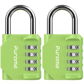 Puroma 2 Pack Combination Lock 4 Digit Locker Lock Outdoor Waterproof Padlock for School Gym Locker, Sports Locker, Fence, Toolbox, Gate, Case, Hasp Storage (Yellow-Green)