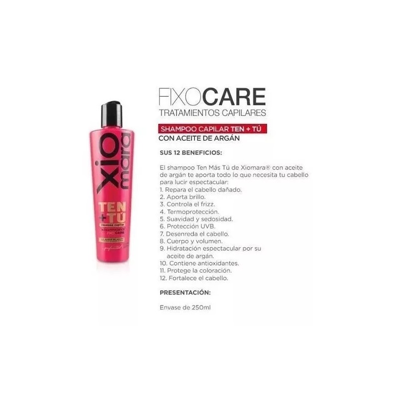 Xiomara Shampoo Ten + Tu 12 Beneficios Aceite De Argan