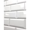 3x6 White Glossy Finish Beveled Ceramic Subway Tile Shower Walls Backsplashes