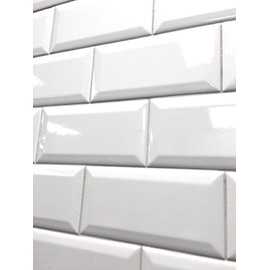3x6 White Glossy Finish Beveled Ceramic Subway Tile Shower Walls Backsplashes
