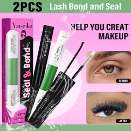 2 Pcs Lash Bond & Seal 2 in 1 Cluster Lash Glue for Eyelash Extensions- Long Lasting Non-Irritating Waterproof DIY Lash Extension Glue (5ml+5ml)