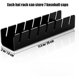Hat Stand for Baseball Caps, Baseball Cap Organizer Acrylic Baseball Hat Organizer Shelf, Hat Stand for Baseball Caps, No Install Hat Holder Storage Organizer Holds Up to 14 Baseball caps-(Black-2PCS)