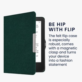 kwmobile Case Compatible with Tolino Vision 1/2 / 3/4 HD - Felt Fabric eReader Protective Cover Case - Petrol