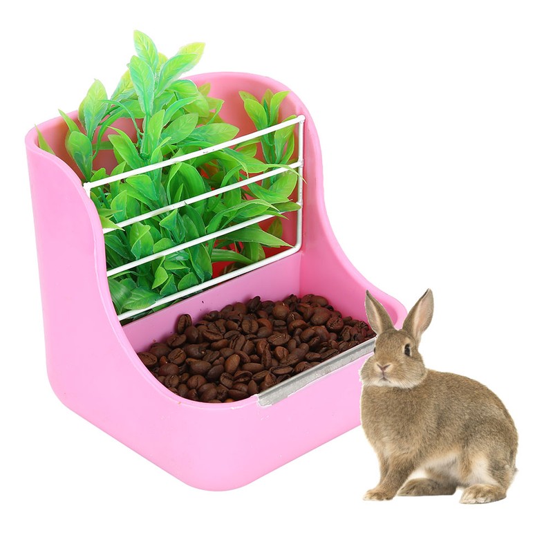 2 in 1 Pet Bowl Rack Hay Cat Small Animals