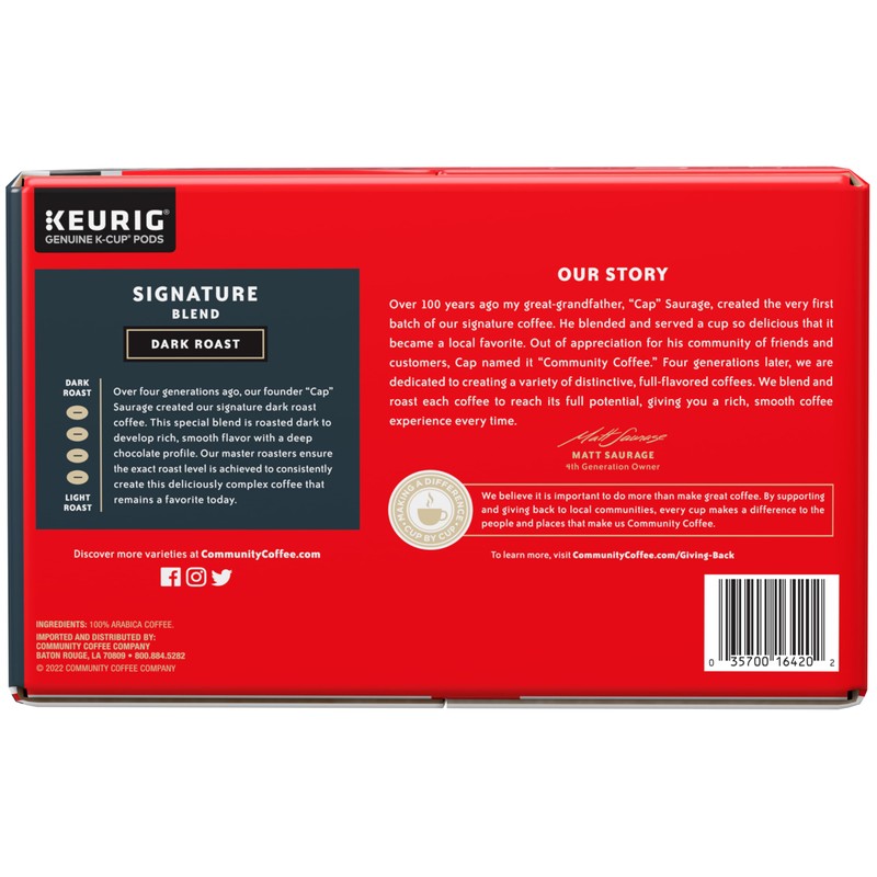 Community Coffee Signature Blend 72 Count Coffee Pods, Dark Roast,