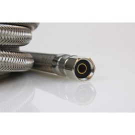 EZ-FLUID 1/4" Female Comp x 1/4" Female Comp x 180"(15FT) Stainless Steel Braided Flexible Refrigerator Ice Maker Water Line Connector Kit, Fridge Flex Icemaker Water Supply Hose For Portable & Home