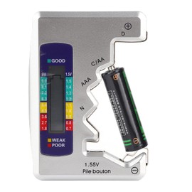 Battery Tester Universal Digital Voltage Checker for AA/AAA/C/D/9V/Button Cells & Rechargeables (0-9V Range)