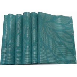 INEWTECK Place Mats for Dining Table, Washable, Woven Vinyl, Non-Skid, Heat Resistance Set of 6, (Blue)