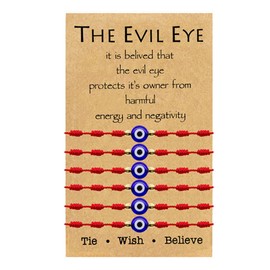 Zinx 6Pcs Evil Eye Bracelets for Women Men Good Luck Bracelets Protection Couple Friendship Family Dainty Strings Lucky Charm Bracelets Jewelry Gifts for Birthday-RD