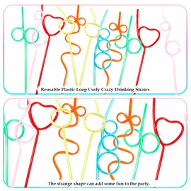 24 Pcs Crazy Straws,Silly Straws for Kids,Reusable Plastic Fun Straws,Reusable Silly Straws,Crazy Straws for Kids,Crazy Reusable Fun Straws for Christmas Birthday Party Supplies