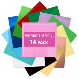 Lya Vinyl 14 Pack Glossy Permanent Vinyl Bundle - Self Adhesive Vinyl Sheets for Cricut, Permanent Outdoor Vinyl Sheets for Home Decal, Mug, Ceramics,DIY Craft