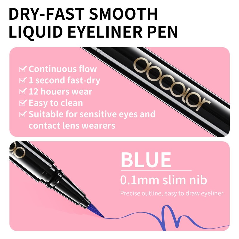 Docolor Eyeliner Waterproof Super Slim Liquid Eye Liner Gel Blue