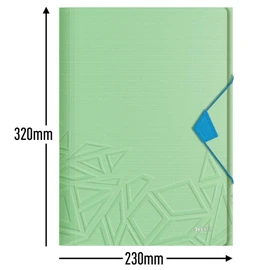 Leitz 3-Flap Folder, Holds up to 150 A4 Sheets, Elastic Closure, Flexible Plastic, Green, Urban Chic Range, 46490050