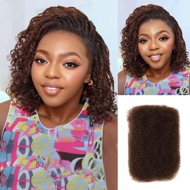 Style Icon 1 Bundle Afro Kinkys Bulk Human Hair (16", DARK BROWN 4#) - Afro Twist Braiding Hair - Curly Hair Extensions for Dreadlocks Loc