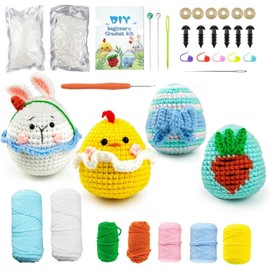 Dhnvcud Crochet Kit for Beginners, Starter Kit with Detailed Step by Step Instructions in English, Amigurumi Animal Crochet Kit, Creative Easter Gifts for Adults and Kids