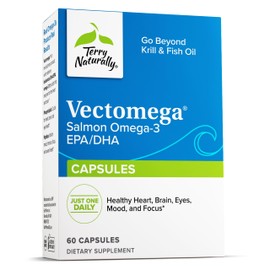 Terry Naturally Terry Naturally Vectomega - 60 Capsules - Omega-3 from Salmon, Including EPA & DHA - Non-GMO, Gluten Free - 60 Servings