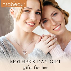 Ysabeau Love Heart Necklaces for Women 925 Sterling Silver Pendant Necklace Forever Love Jewelry Mothers Day Valentines Christmas Birthday Gifts for Her Wife Mom Girlfriend Daughter