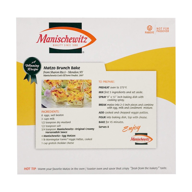 Manischewitz Matzo Cracker, Egg, 12 Ounce