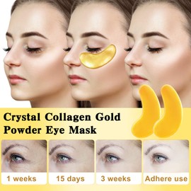 24K Under Eye Treatment Masks, 25 Pairs Gold Under Eye Patches,Natural Gel Eye Masks, Collagen Hydrating Gel Pads, for Dark Circles, Puffy Eyes, Wrinkle, Remove Eye Bags, Hydrating, Soothing