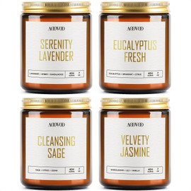 AOOVOO Candle Set - 4PC Scented Candles, 28 oz Soy Candles, Soy Candle for Home Scented, Sage/Jasmine/Eucalyptus/Lavender