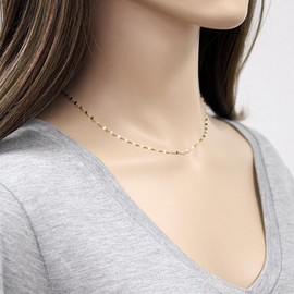 10K Solid Gold Mirror Chain Necklace, 1.8MM Dainty Yellow Gold Italian Mirror Link Chain Necklace Jewelry Gift for Women 8" (18 Inches)