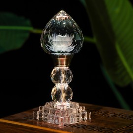 TENGFENG LED Crystal Lotus Flower Lamp – USB Powered Buddha Light for Worship, Prayer and Display,Lotus Flower Light for Bedroom, Buddhist Supplies,Shrine,Meditation Room 8’’ (Lotus Bud)