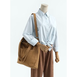 Jeelow 16oz Heavy Duty Canvas Tote Bag Crossbody Shoulder Handbag for Men & Women Washed Cotton Adjustable Strap Multiple Pockets (Brown 2 Way)