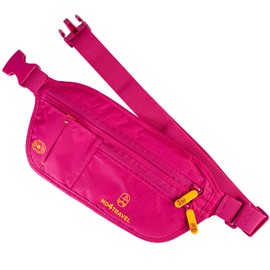 Travel Money Belt - Slim Passport Holder and RFID Travel Wallet - Anti Pickpocket Travel Pouch for Passport and Documents, Cash, Credit Cards, Keys and More (Burgundy)