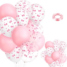COWANIEE 25 Pcs Latex Bow Balloons Set, 12in Bow Birthday Decorations