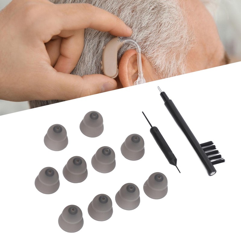 10pcs Black Silicone Double Layer Closed Domes Ear Tips with