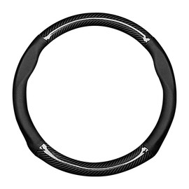 CGEAMDY Car Steering Wheel Cover, Microfibre Leather Steering Wheel Cover, Sport Non-Slip Universal Steering Wheel Cover, Steering Wheel Cover, Genuine Leather, Breathable, Anti Slip (Black)