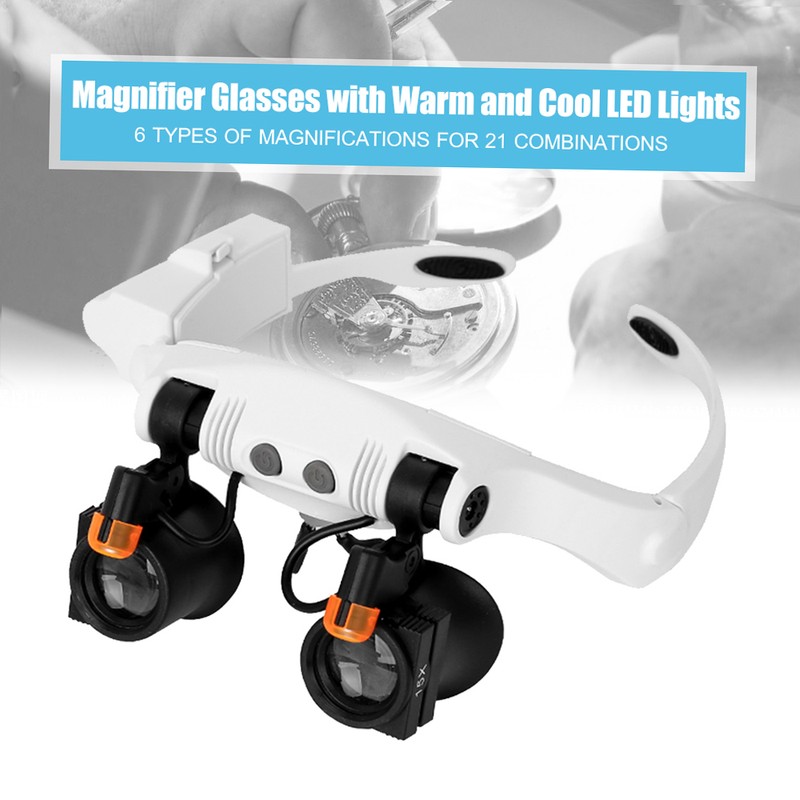 Headband Magnifier Eye Loupes Eyeglass Style Hands-Free Magnifying Multiple Magnifications