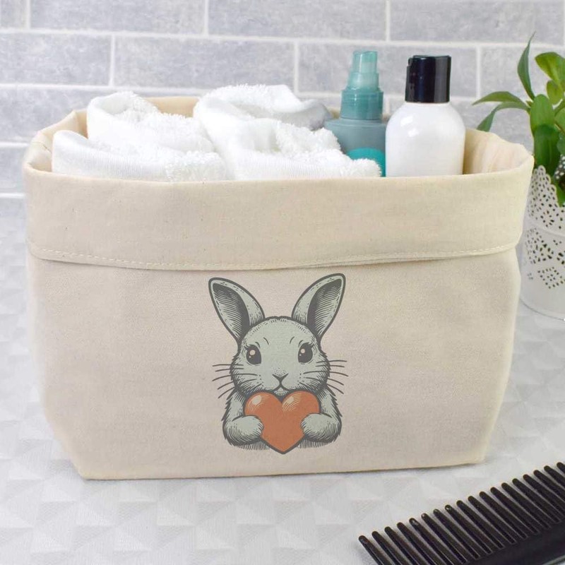 Large 'Pastel Sweetheart Bunny' Canvas Organiser/Storage Bag (OR00033491)