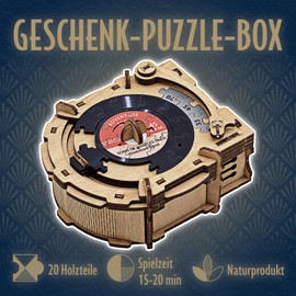 iDventure Cluepuzzle Record Player - Puzzle Box with Jigsaw Puzzle - Escape Room Game - Gift Box - Treasure Chest - 3D Wooden Puzzle - Sequential Puzzles Puzzle Box Adults - Money Gift - Gift