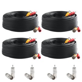 Postta BNC Video Power Cable (4 Pack 130 Feet) Video Security Camera Cable Wire with Eight Connectors for CCTV DVR Surveillance System