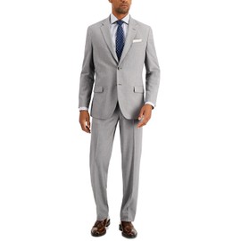 Nautica Mens Modern fit 2 Piece Suit 42 L / 36 Waist Light Grey Solid Stretch