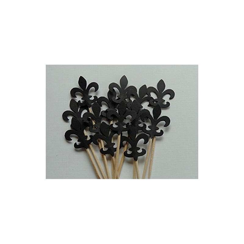 Black Fleur De Lis Cupcake Toppers - Party Picks -